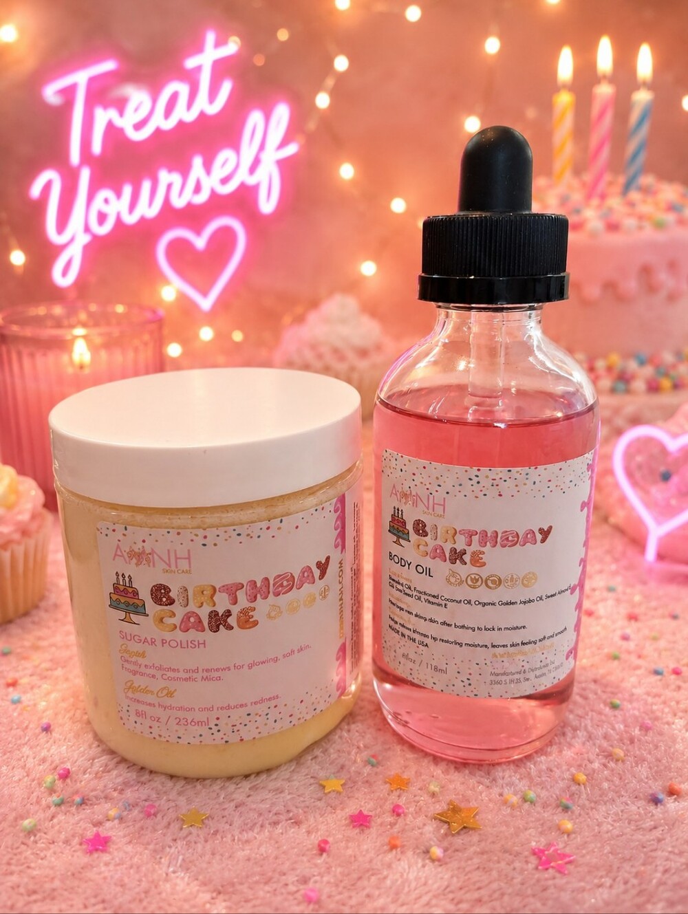Aminnah Birthday Cake Sugar Polish & Body Oil Bundle (body oil sold out online)